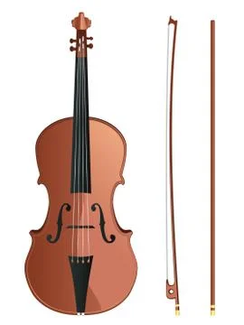 Violin with Bow Stock Illustration