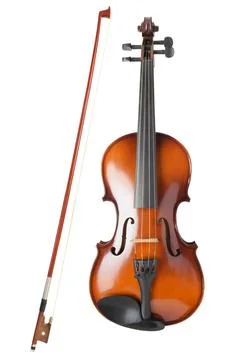 Violin with bow isolated on white. Stock Photos