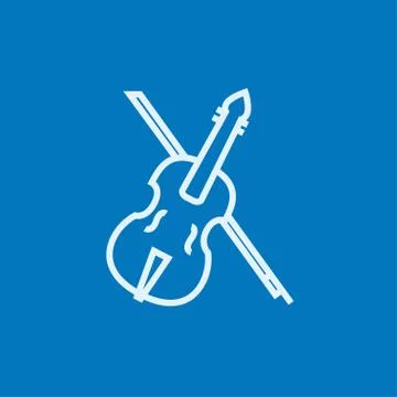 Violin with bow line icon Illustrazione stock