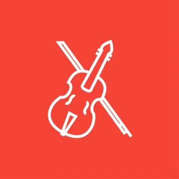 Violin with bow line icon 스톡 일러스트