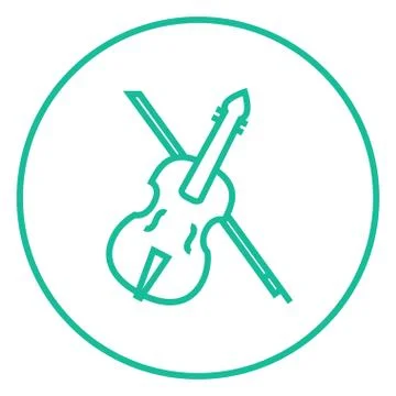 Violin with bow line icon Stock Illustration