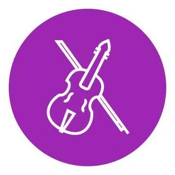 Violin with bow line icon Stock Illustration