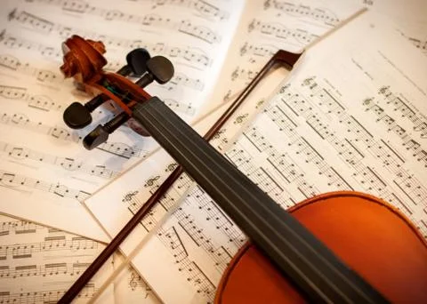 Violin with bow Stock Photos