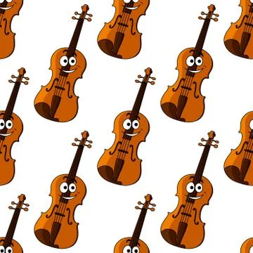 Violin cartoon character seamless pattern 스톡 일러스트