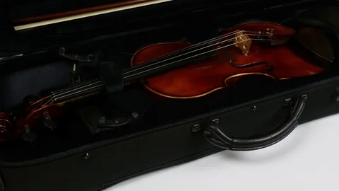 Violin in a case. Opening the case with a violin Stock Footage 77021865