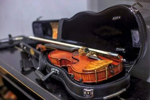 Violin in a case Stock Photos