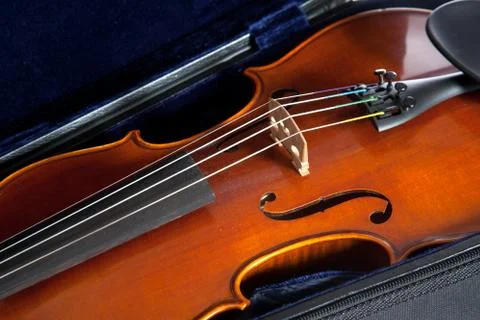 Violin in case Foto stock