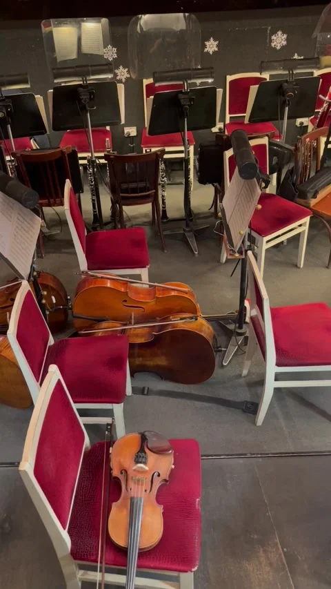 Violin, cello and other instruments in a music studio 스톡 동영상 303559818