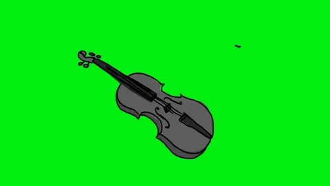 Violin Cello - Hand Drawn - Green Screen Stock Footage