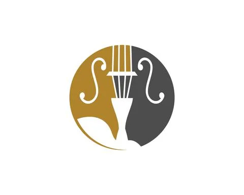 Violin in the circle shape logo Stock Illustration