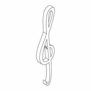 Violin clef icon, isometric 3d style Stock Illustration