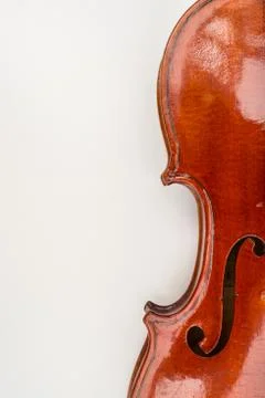 Violin Close Up View on White Background Stock Photos