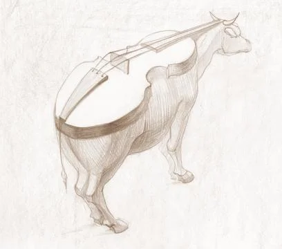Violin Cow Stock Illustration