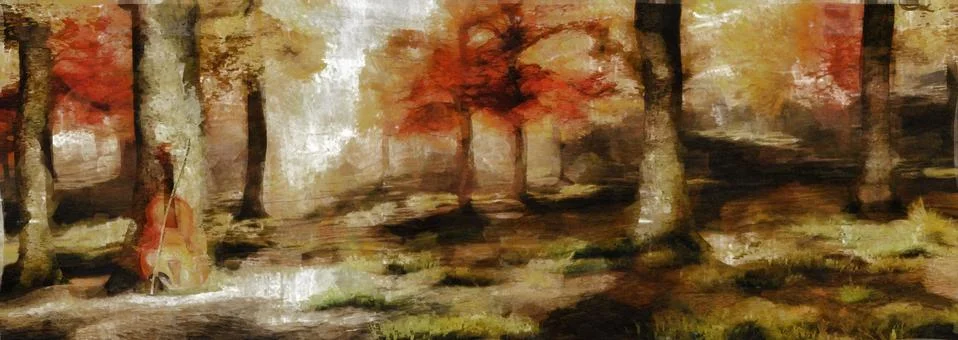 Violin in the forest Illustrazione stock