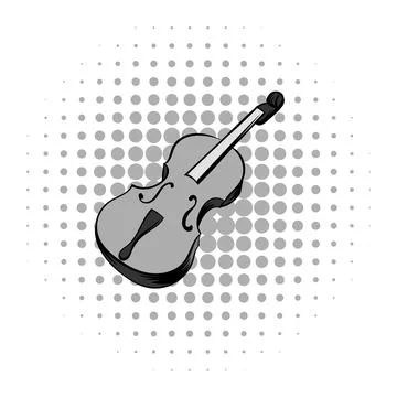 Violin grey comics icon Stock Illustration