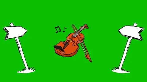 Violin - Hand-Drawn Animation - board pointing white Stock Footage 98563613