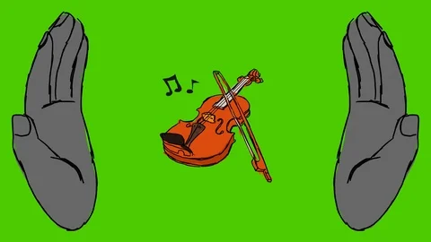 Violin - Hand-Drawn Animation - hands black Stock Footage 98563711
