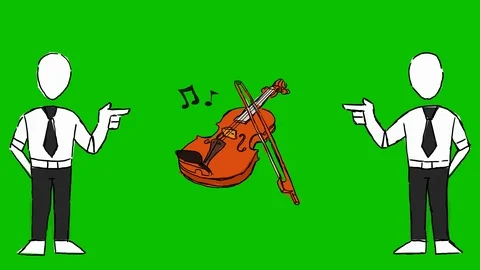 Violin - Hand-Drawn Animation - men pointing black Stock Footage 98563786