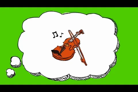 Violin - Hand-Drawn Animation - thinking bubble white Stock Footage 98499857