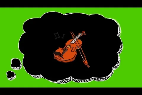 Violin - Hand-Drawn Animation - thinking bubble black Stock Footage 98500146