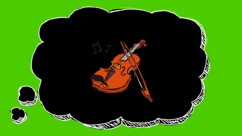 Violin - Hand-Drawn Animation - thinking bubble black 動画素材 98564075