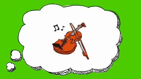Violin - Hand-Drawn Animation - thinking bubble white 動画素材 98564076