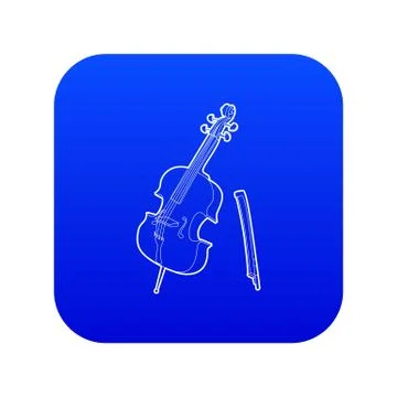 Violin icon blue vector Stock Illustration