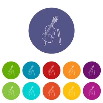 Violin icons set vector color Stock Illustration