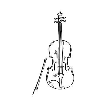 Violin illustration with bow Stock Illustration