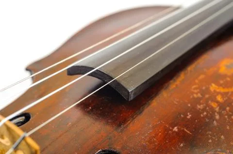 A violin image on the white background close up Stock Photos