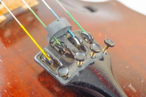 A violin image on the white background close up Stock Photos
