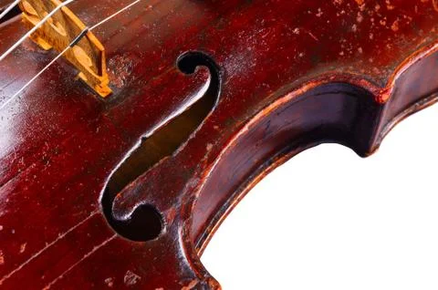 A violin image on the white background close up Stock Photos