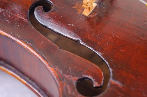 A violin image on the white background close up Stock Photos