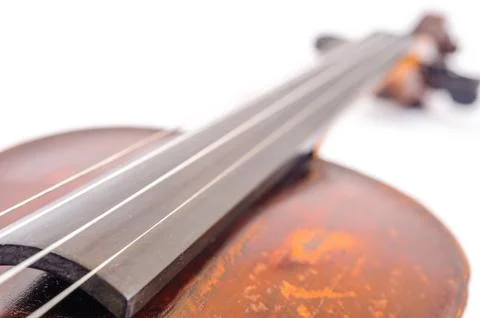 A violin image on the white background close up Stock Photos