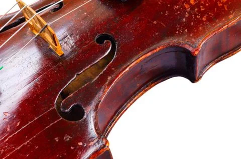 A violin image on the white background close up Stock Photos