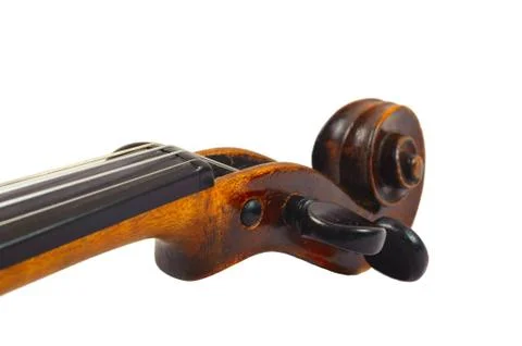 A violin image on the white background close up Stock Photos