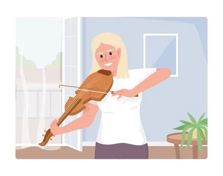 Violin lessons hobby 2D vector isolated illustration Stock Illustration