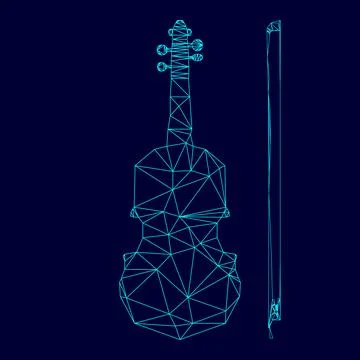 Violin low poly triangulation triangulated polygonal electric cyan blue vibra 스톡 일러스트
