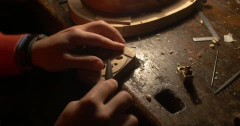 Violin maker Cine 4k [External audio] - details 6 Stock Footage 59171594