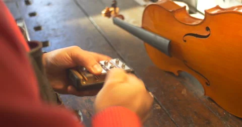 Violin maker Cine 4k [External audio] - woodwork Stock Footage 59173751