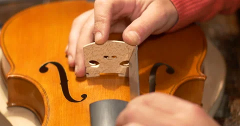 Violin maker Cine 4k - good measure Stock Footage 59315760