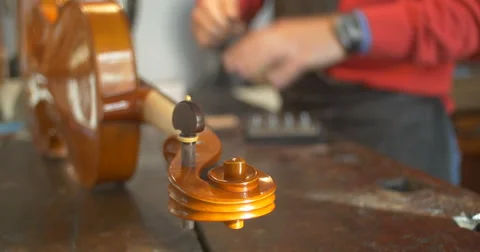 Violin maker Cine 4k setup Video stock 59342484