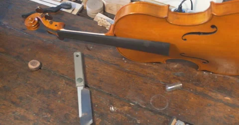 Violin maker Cine 4k - table  Stock Footage 59328998