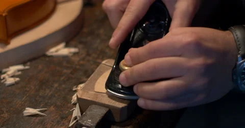 Violin maker Cine 4k - woodwork 3 Stock Footage 59319623