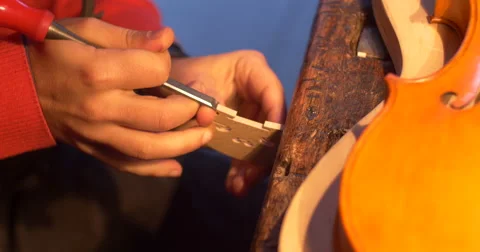 Violin maker Cine 4k - woodwork 2 Stock Footage 59320167
