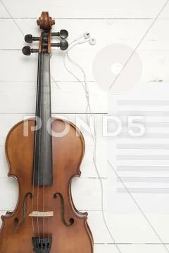 Violin With Music Paper Note And Dvd Disc