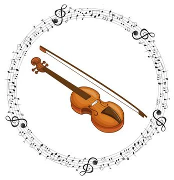 A violin with musical notes on white background 스톡 일러스트
