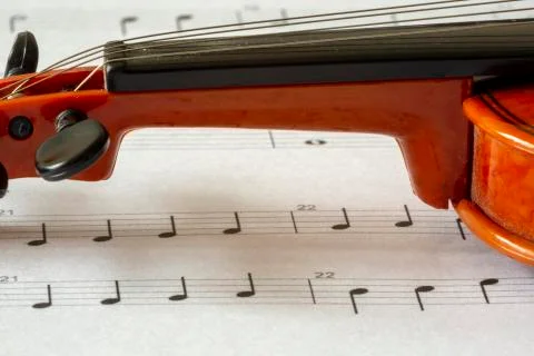 Violin on note paper Stock Photos