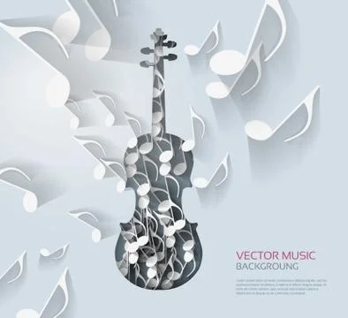 Violin with notes background. - Illustration Stock Illustration