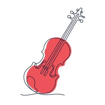 Violin one line colourful vector illustration Illustrazione stock